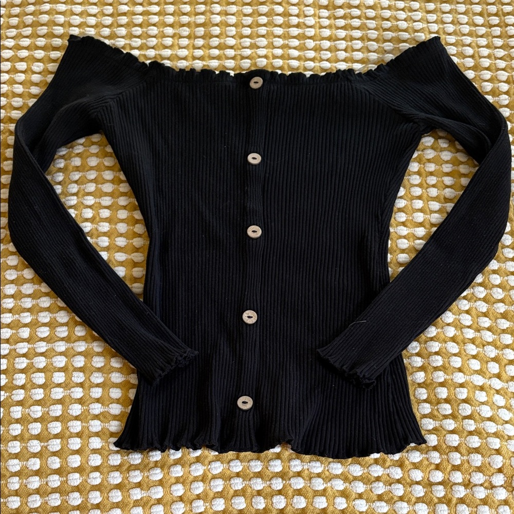 Derek Heart Black Off-the-Shoulder Sweater